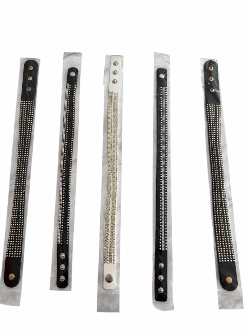 Studded Wrap Bracelet Set in Black and Silver